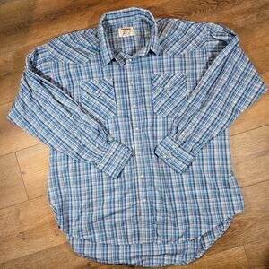 Vintage Ruddock Western Pearl Snap Shirt 19.5x36 Big Man Plaid Cowboy Rodeo USA